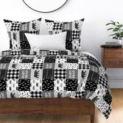 baby bear patchwork quilt top (90) ||  monochrome