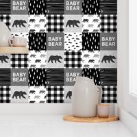 baby bear patchwork quilt top || monochrome 