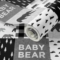 baby bear patchwork quilt top || monochrome 