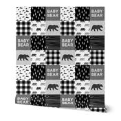 baby bear patchwork quilt top || monochrome 