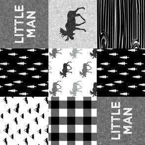 little man patchwork quilt top || monochrome 