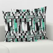 cityscape shades of gray with turquoise