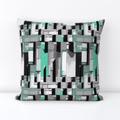 cityscape shades of gray with turquoise