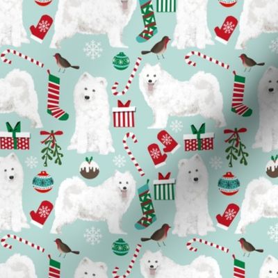 samoyed christmas fabric cute dog xmas holiday design samoyeds fabric holiday christmas fabric