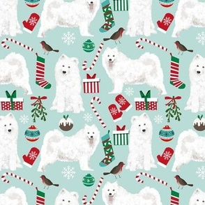 samoyed christmas fabric cute dog xmas holiday design samoyeds fabric holiday christmas fabric