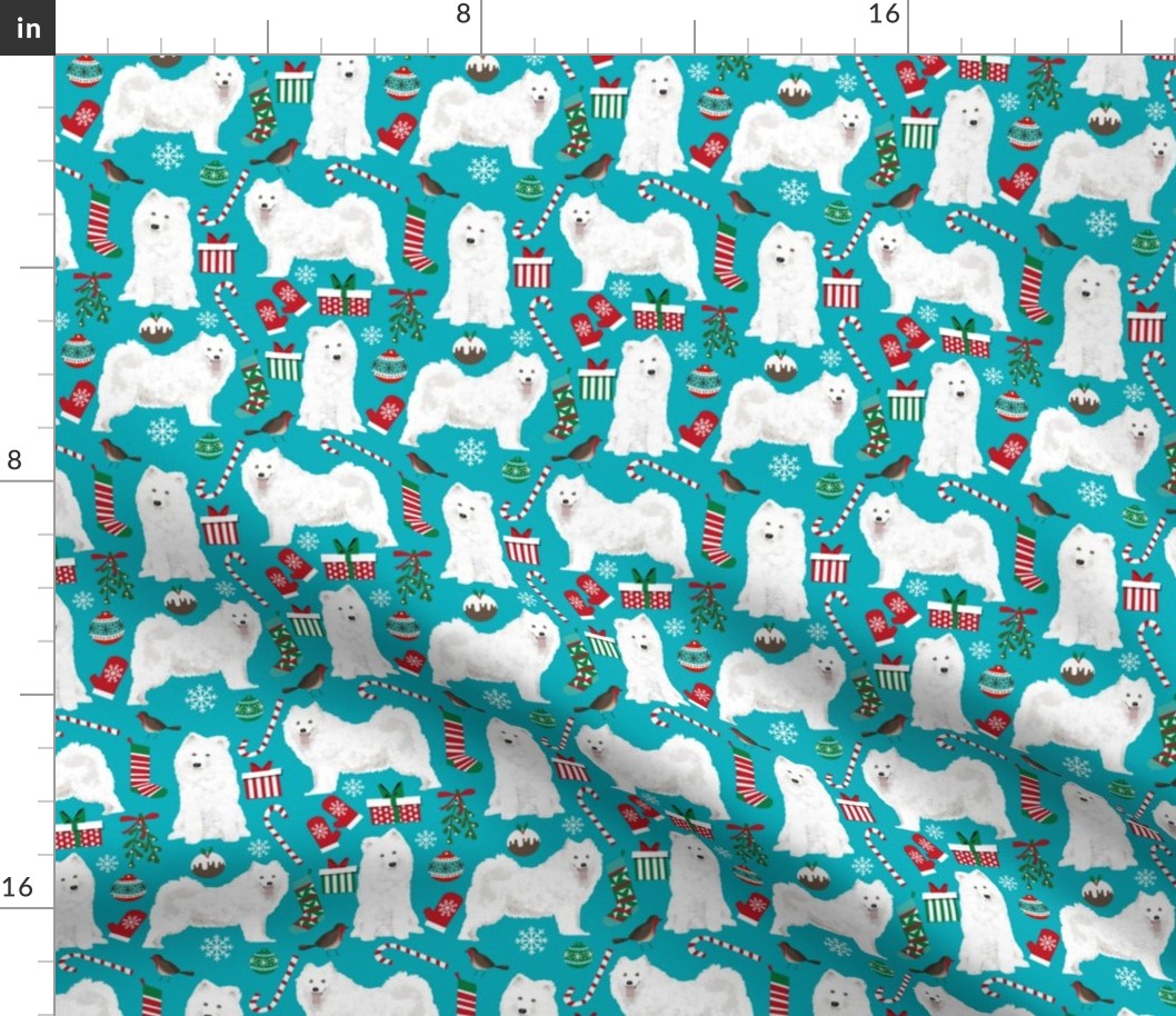 samoyed christmas fabric dog fabric samoyeds dog fabric sammys dog christmas design holiday xmas christmas dog