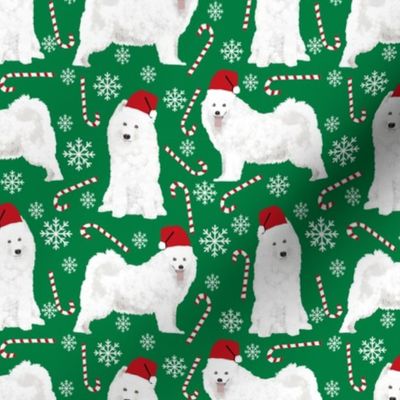samoyed christmas fabric peppermint sticks candy cane fabric snowflakes xmas holiday samoyeds fabric