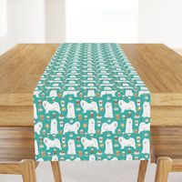 samoyed coffees fabric cute white sled dogs fabric cute dog  coffees print