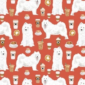 samoyed coffee fabric white sled dogs fabric samoyeds coffee fabrics coffee dogs fabric