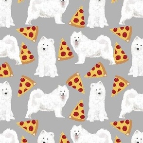 samoyed pizza fabric dog junk food samoy - Spoonflower