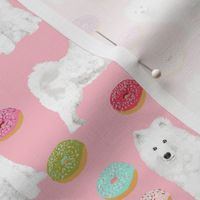samoyed donuts fabric cute dog design best donuts pink food fabric samoyeds dog fabric
