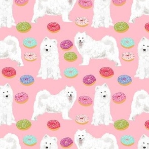 samoyed donuts fabric cute dog design best donuts pink food fabric samoyeds dog fabric