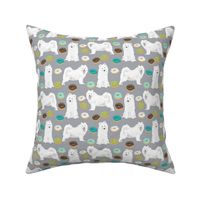samoyed donuts fabric mint and chocolate donuts fabric dog design samoyeds dog fabric