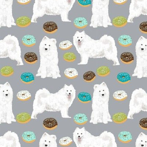 samoyed donuts fabric mint and chocolate donuts fabric dog design samoyeds dog fabric