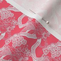 HHH8D - Small - Hand Drawn Healing Arts Lace in White on Pink