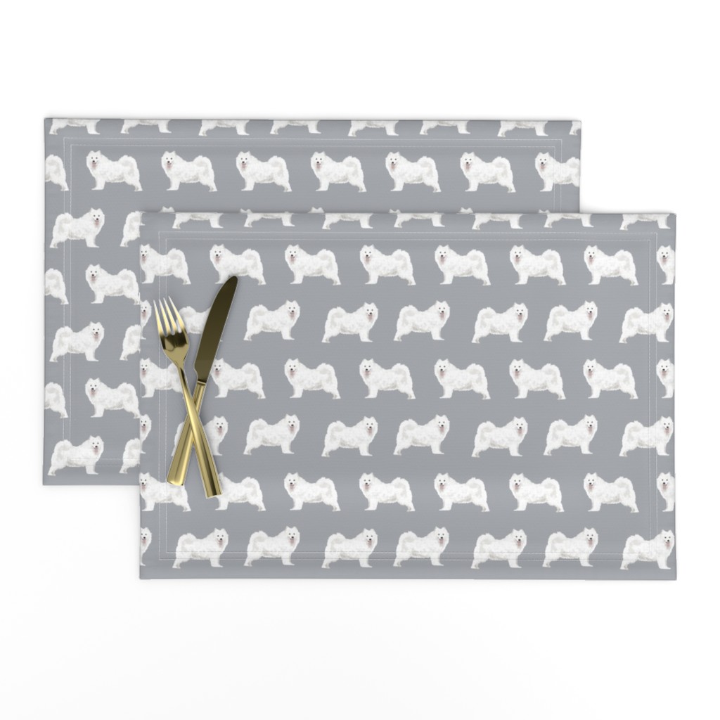 samoyed dogs fabric grey dog design samoyeds sled dogs design