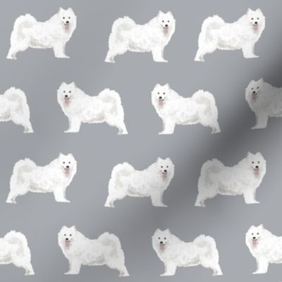 samoyed dogs fabric grey dog design samoyeds sled dogs design