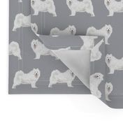 samoyed dogs fabric grey dog design samoyeds sled dogs design