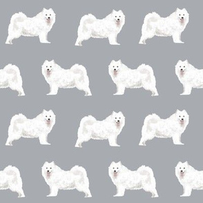 samoyed dogs fabric grey dog design samoyeds sled dogs design