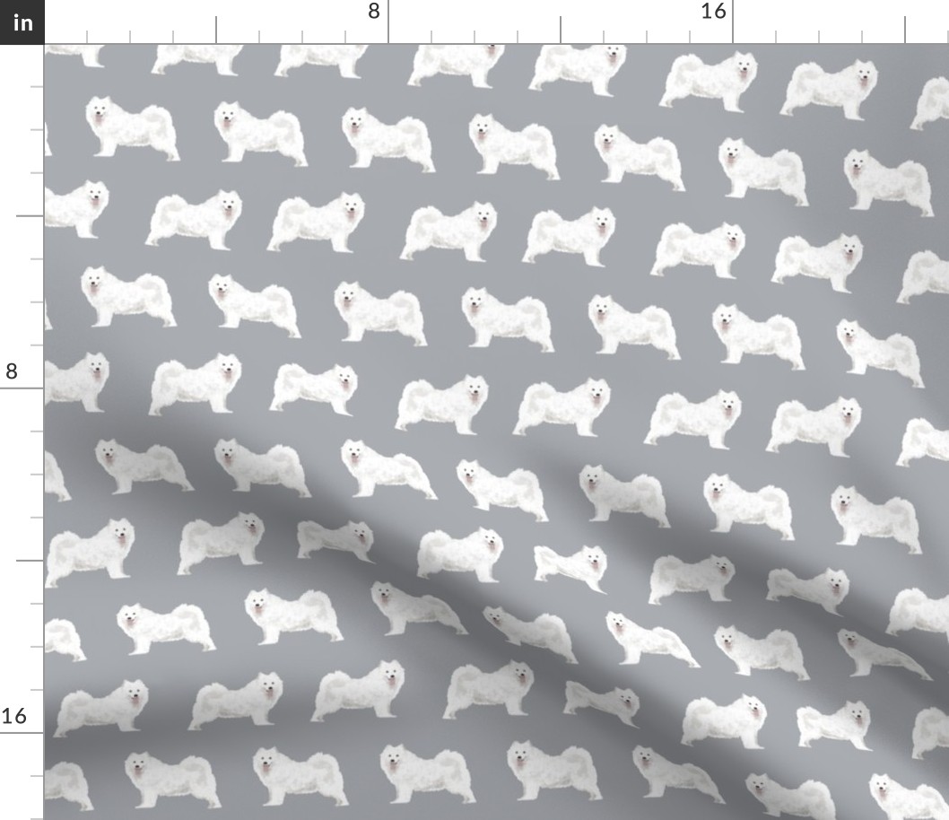 samoyed dogs fabric grey dog design samoyeds sled dogs design