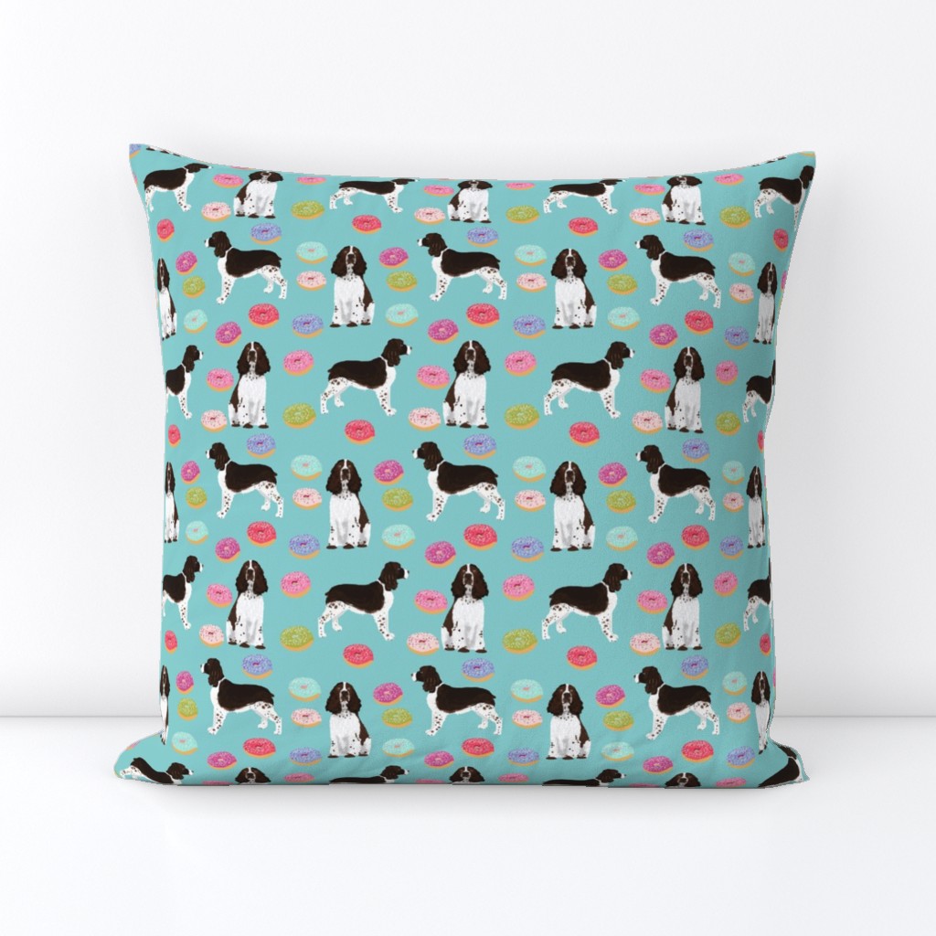 english springer spaniel donuts fabric blue pink pastel dogs english springer spaniels dog design springer spaniels dog