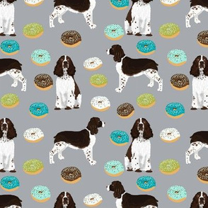 english springer spaniel dog donuts fabric grey food fabric dogs design springer spaniels dog design