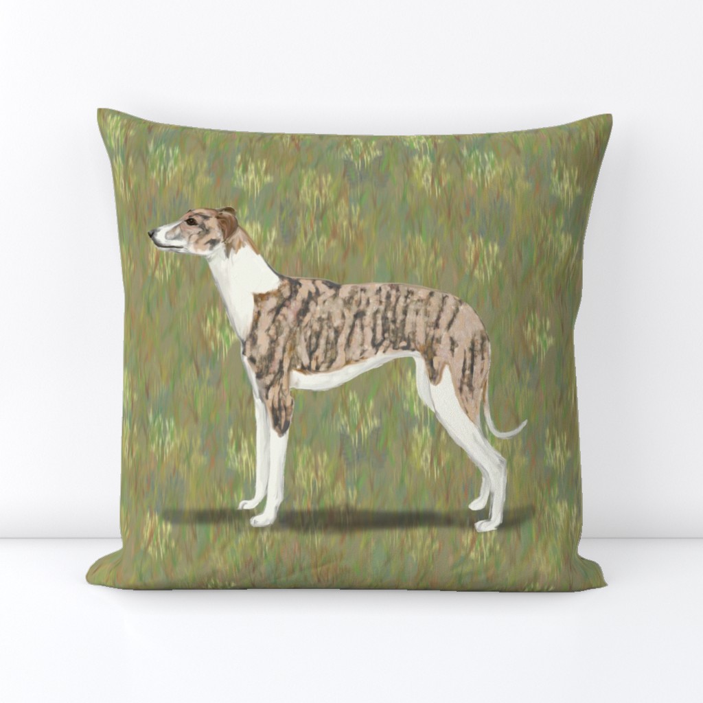 Brindle and White Whippet for Pillow