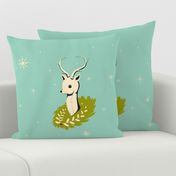 Vintage Reindeer Bust on Light Blue