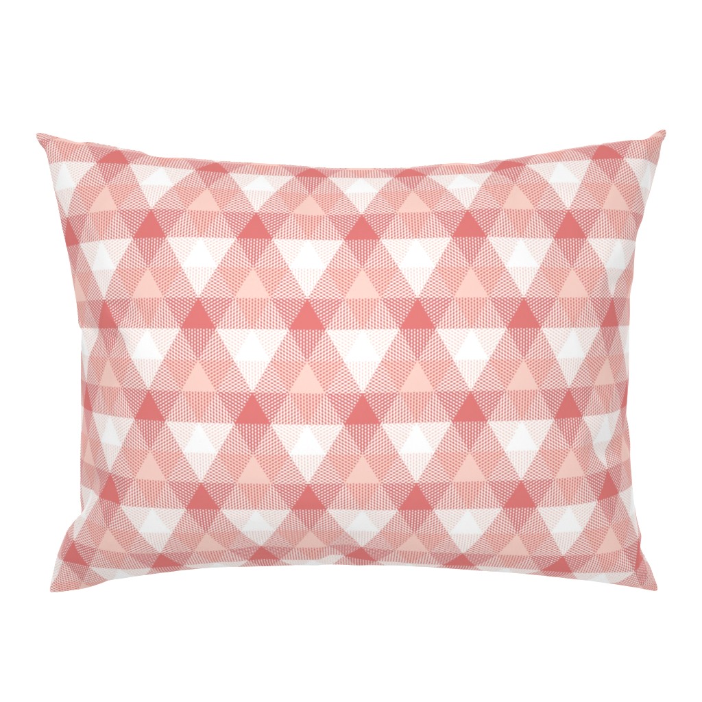 triangle gingham - coral, pink and white