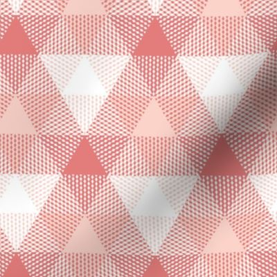triangle gingham - coral, pink and white