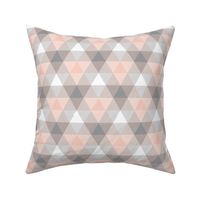 triangle gingham - grey, peach and white