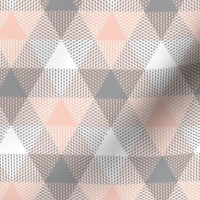 triangle gingham - grey, peach and white