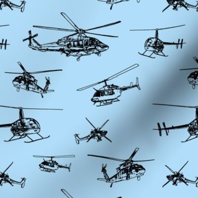 Helicopters on Light Blue // Small