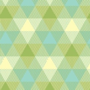 triangle gingham in oolong green, yellow and aqua