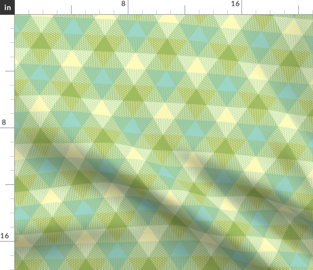 triangle gingham in oolong green, yellow and aqua
