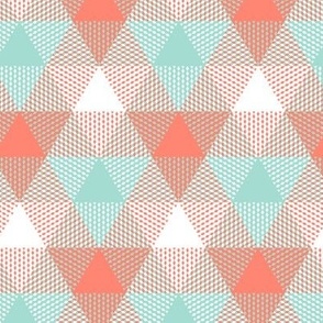 triangle gingham - coral, mint, white