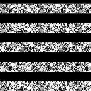 STRIPES PROFUSION CIRCLES BLACK AND  WHITE silver