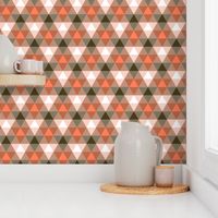 triangle gingham - coral, bronze, white