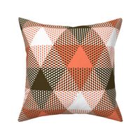 large triangle plaid - coral, bronze and white