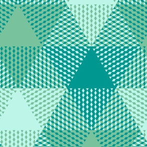 large triangle plaid - surf aqua, green, light blue