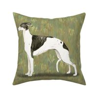 Black and White Whippet for Pillow