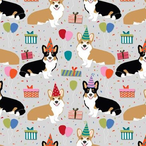 corgi birthday dog cute corgis dog fabric birthdays fabric presents balloons dog fabric