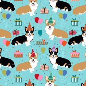 corgi birthday fabric cute presents balloons fabric corgi dogs fabric