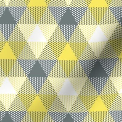 triangle gingham - yellow, grey and white