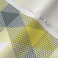 triangle gingham - yellow, grey and white