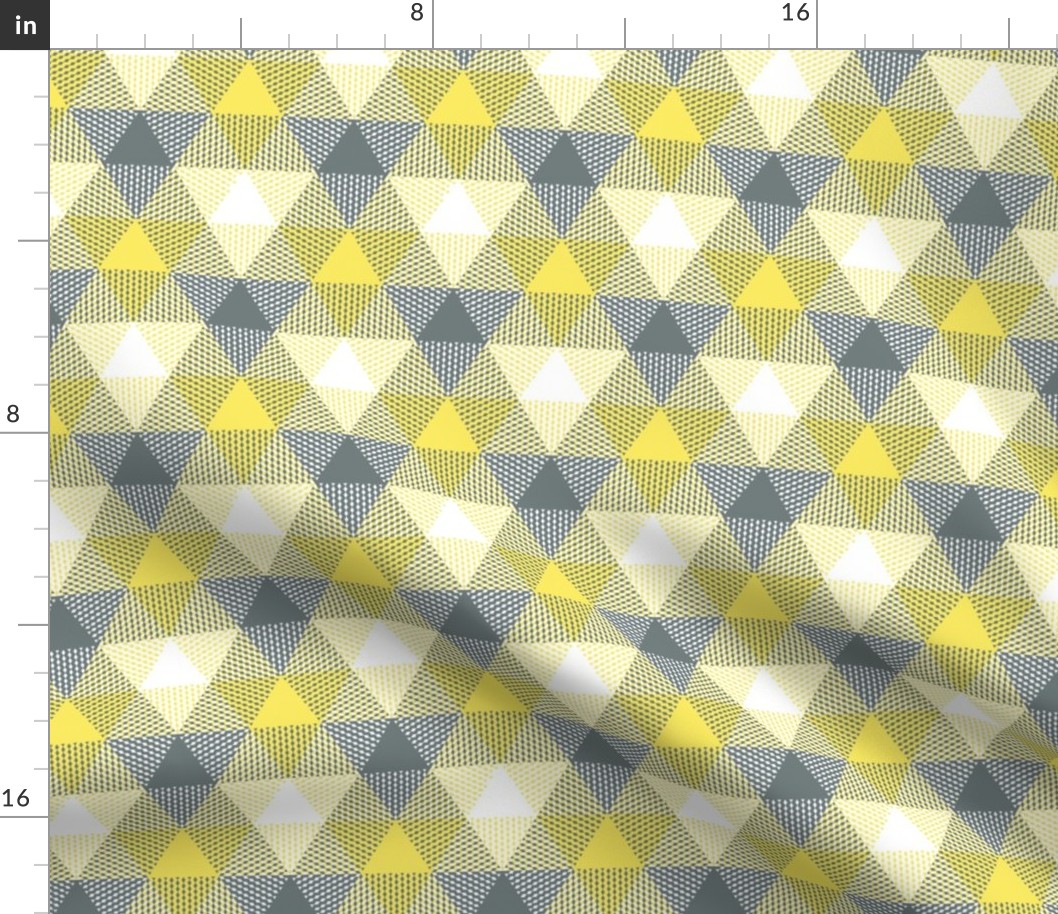 triangle gingham - yellow, grey and white