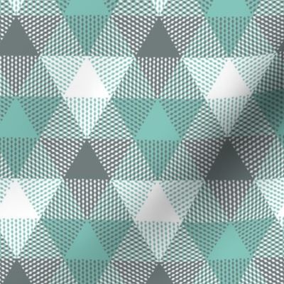 triangle gingham - grey and teal