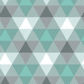 triangle gingham - grey and teal