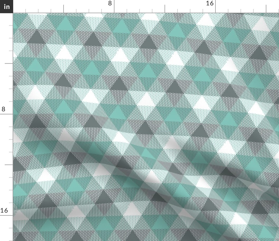 triangle gingham - grey and teal