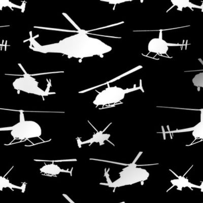 Helicopter Silhouettes on Black // Small